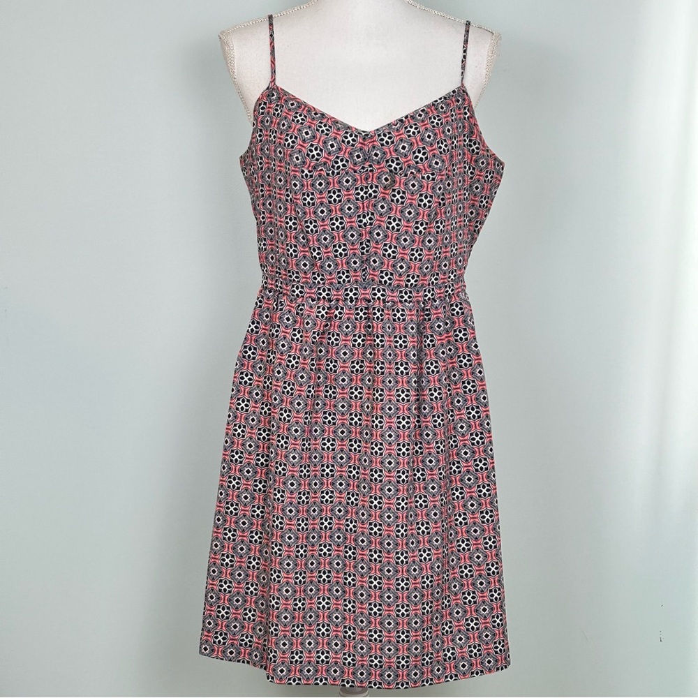 J. Crew Red and Black Patterned Mini Dress